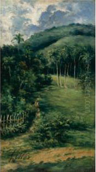 View Of The Guaraguao Oil Painting by Francisco Manuel Oller