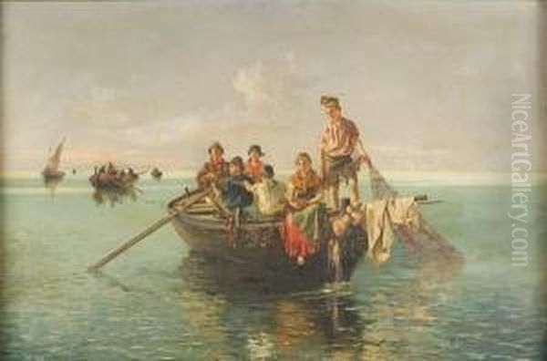 La Pesca Al Largo Oil Painting by Blas Olleras y Quintana