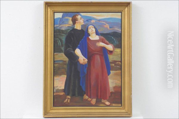 Johannes Ja Maria - Johannes Och Maria. Oil Painting by Yrjo Ollila