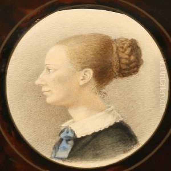 Profile Portrait Of Anne Bolene, Nee Ronne (1795-1856) Oil Painting by Henrik Olrik