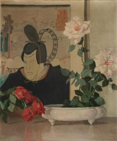 Japanesque Still Life Oil Painting by Albert Byron Olson