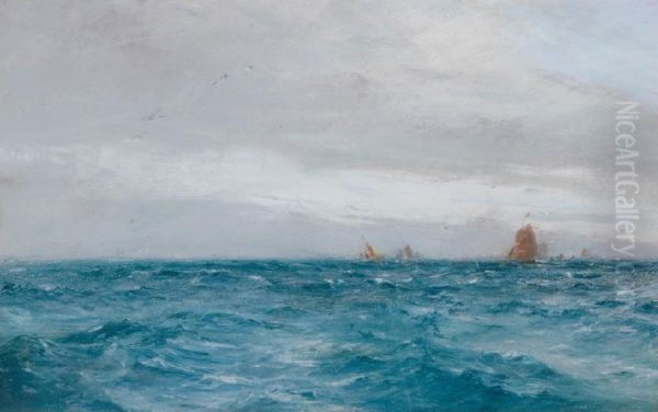 Sailing Boat Out On A Cloudy Day Oil Painting by Julius Olsson