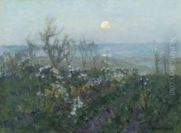 Moonlight Across The Bay Oil Painting by Julius Olsson