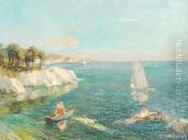 Bathers, 
Antibes Oil Painting by Julius Olsson