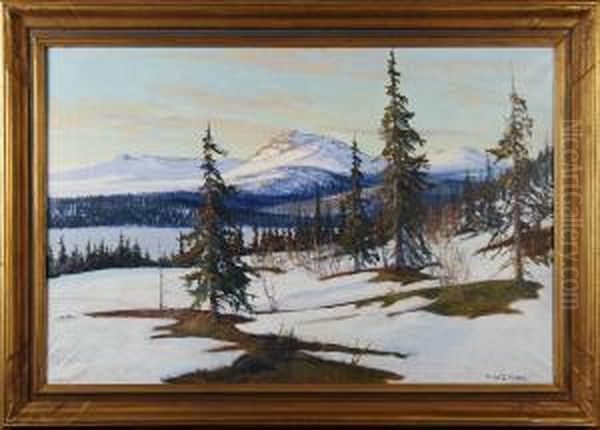 Vinterlandskap Oil Painting by Nils Olzon