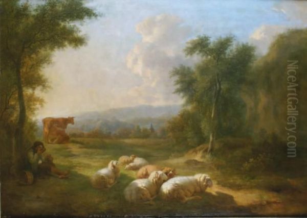 Le Ptre Et Ses Brebis Oil Painting by Balthasar Paul Ommeganck