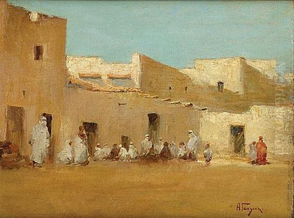 Place De Village Marocain Oil Painting by Onbekende Meester