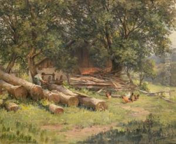 Bei Der Holzarbeit Oil Painting by Carl Eduard Onken