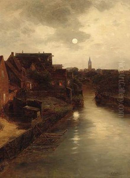 Mondnacht Oil Painting by Carl Eduard Onken