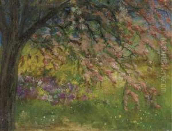 Blooming Hawthorn Tree Oil Painting by Menso Kamerlingh Onnes