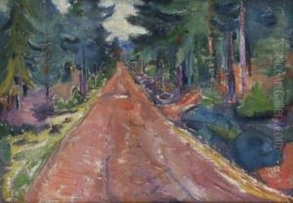 Forest Road Oil Painting by Soren Onsager