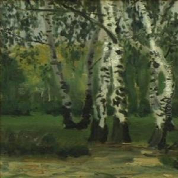 Im Birkenwald Oil Painting by Walter Ophey