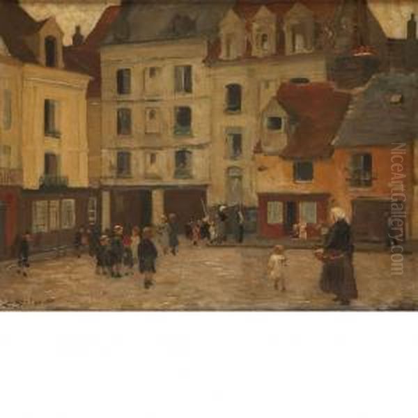 Village Market Oil Painting by Ernst Oppler