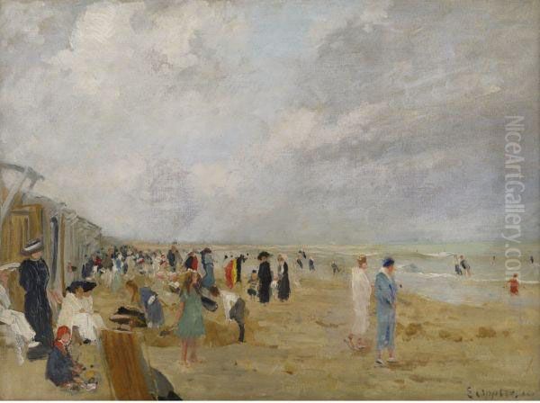 At The Beach Oil Painting by Ernst Oppler