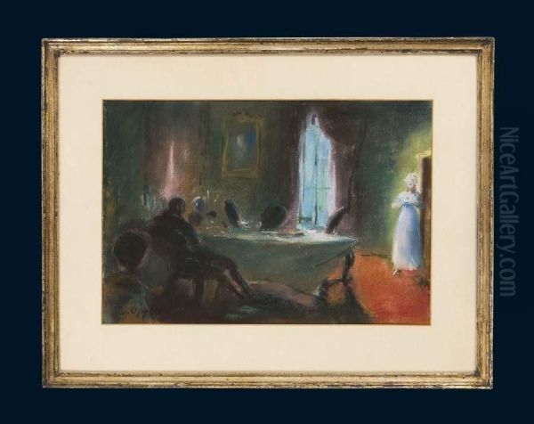 Dinner Im Schloss-interieur Oil Painting by Ernst Oppler