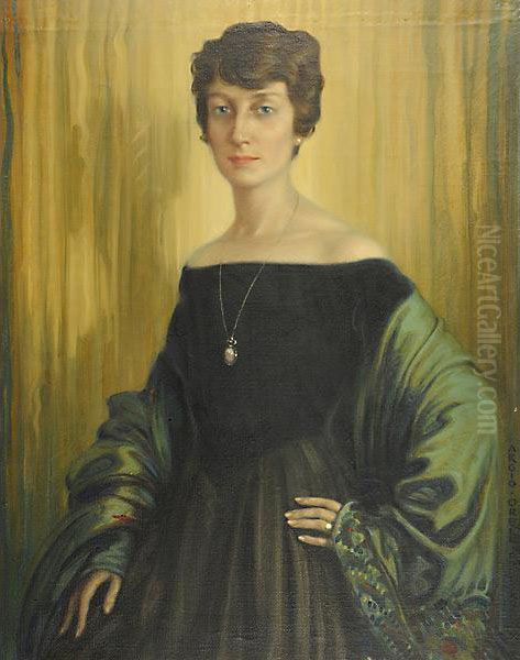 Misteriosa Donna Dall'abito Verde Oil Painting by Argio Orell