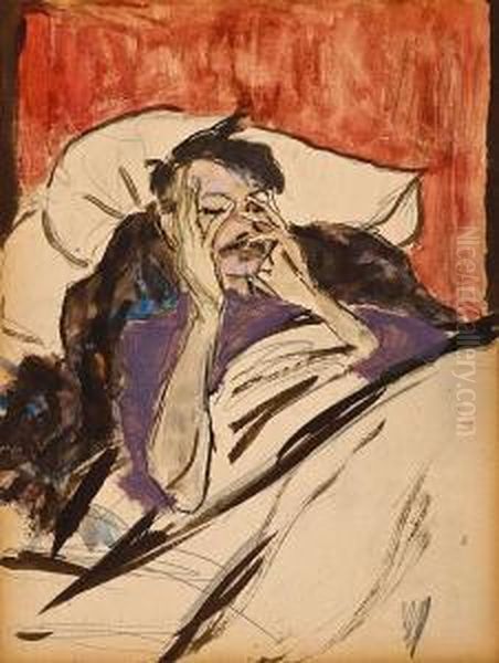 Robert Henri In Bed Oil Painting by Marjorie, Mrs. Henri Organ