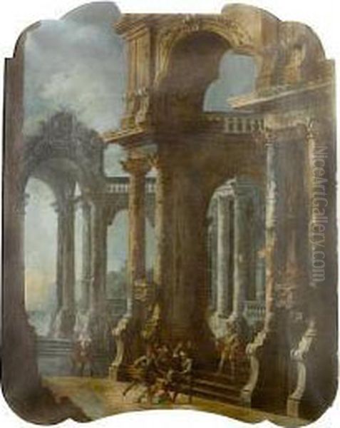 An Architectural 
Capriccio Oil Painting by Stefano Orlandi