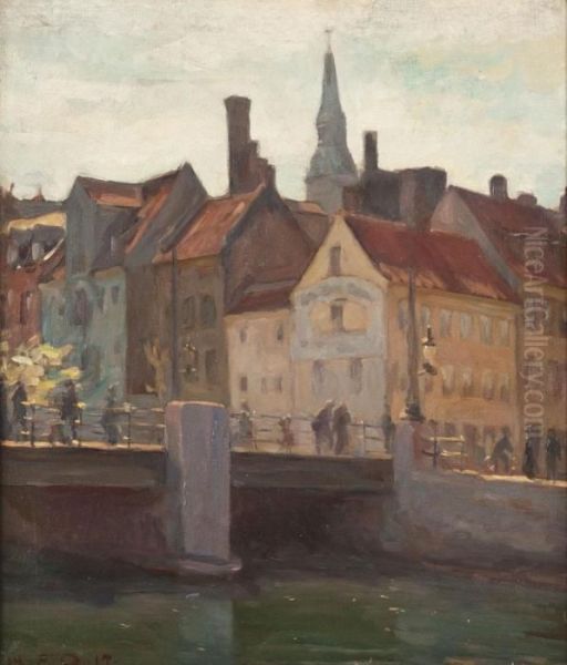 Brucke In Kopenhagen Oil Painting by Emil Orlik