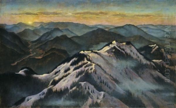 Sonnenaufgang Vom Wendelstein Oil Painting by Emil Orlik