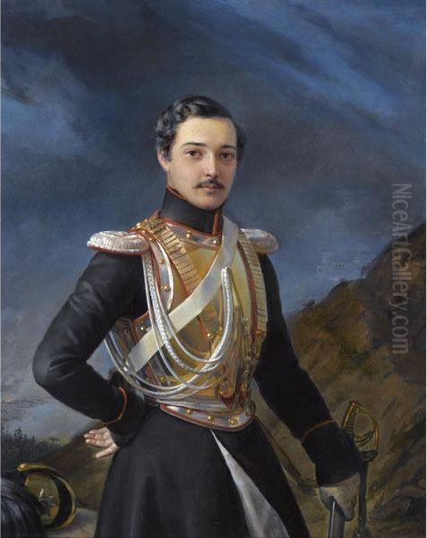 Portrait Of An Officer Said To Be Ivan Balashov Oil Painting by Pimen Nikitich Orlov