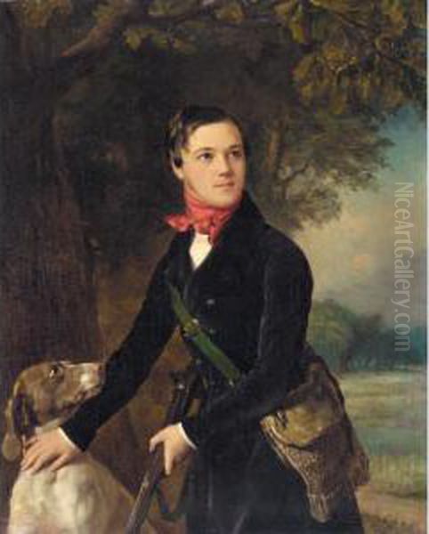 Portrait Presumed To Be Of Prince Galitzine Dressed For The Hunt Oil Painting by Pimen Nikitich Orlov