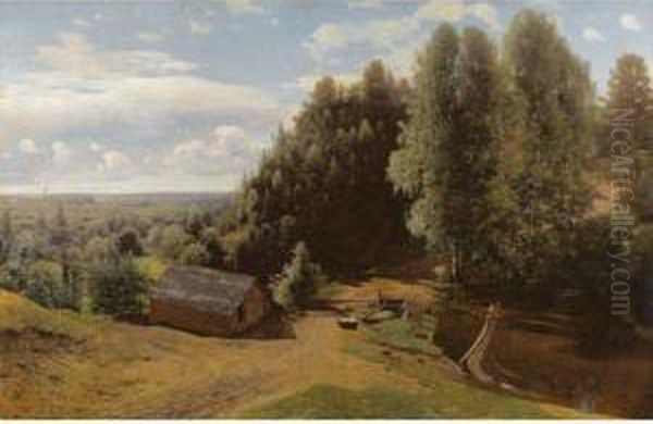 Mill In The Forest Clearing Oil Painting by Vladimir Donatovich Orlovskii