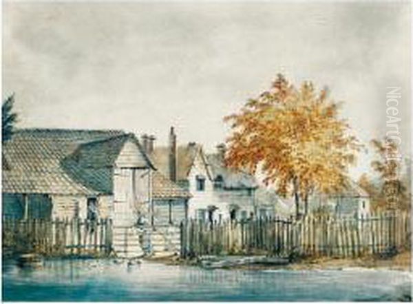 Feeding The Ducks, Loughton, Essex Oil Painting by William Orme