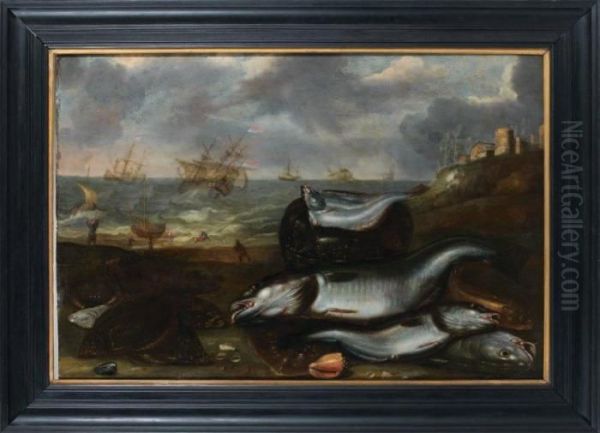 Nature Morte De Poissons Et Marine Oil Painting by Willem Ormea