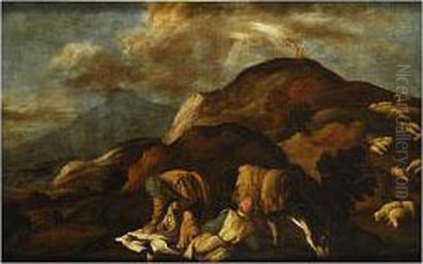 Paisaje Con Pastores; Al Fondo Elsacrificio De Isaac Oil Painting by Pedro De Orrente