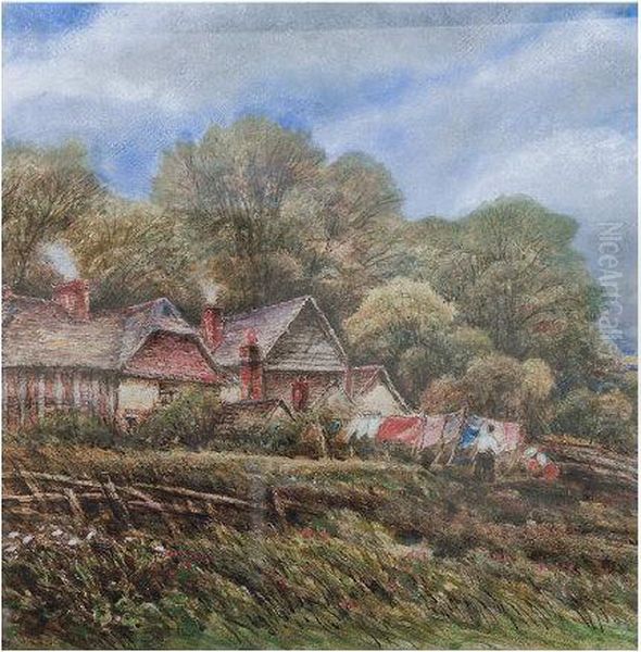 Figures Country Scene Oil Painting by James Orrock