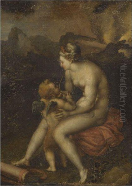 A Landscape With Venus And Cupid Oil Painting by Lelio Orsi