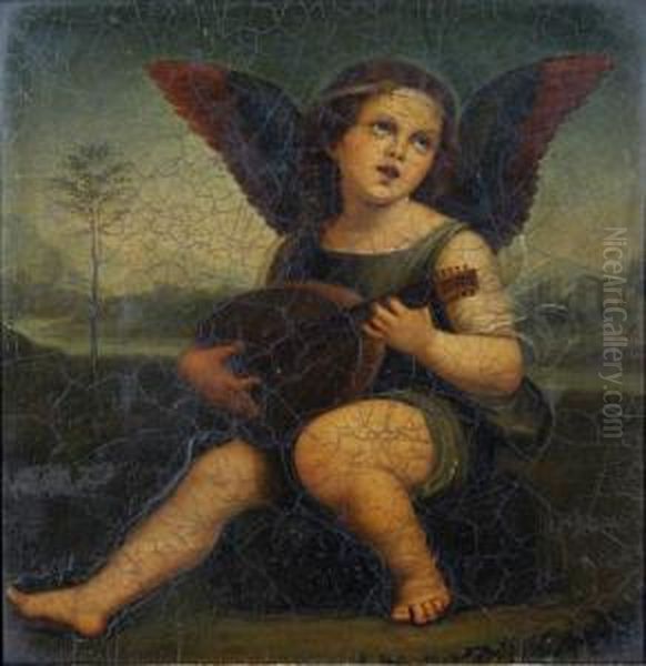 A Winged Cherub Oil Painting by Michel Angelo Orsi