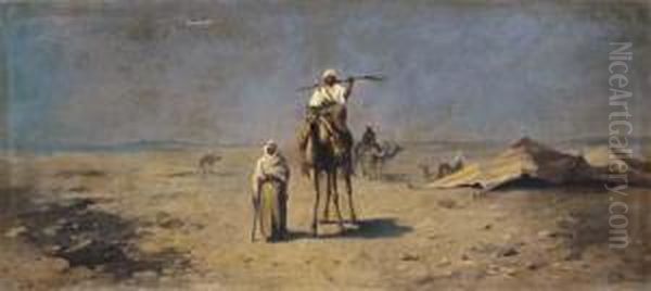 An Arab Encampment In The Desert Oil Painting by Giustinia Orsini