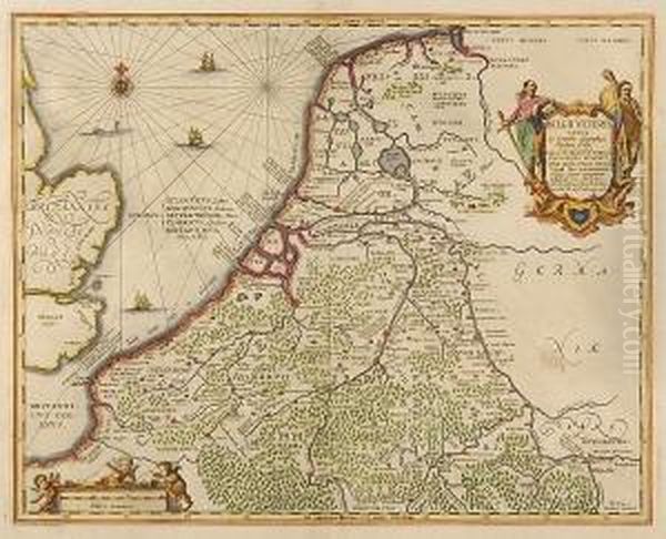 Belgii Veteris, Low Countries And East Anglia In Roman Times Oil Painting by Abraham Oertel Ortelius