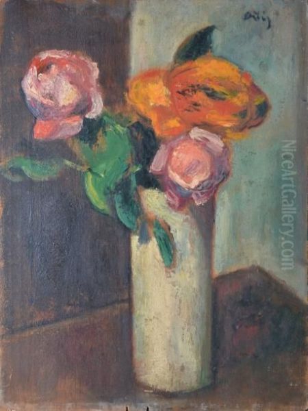 Bouquet De Roses Oil Painting by Manuel Ortiz De Zarate