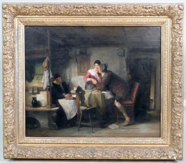 Romantic Interior Scene Oil Painting by Friedrich Ortlieb