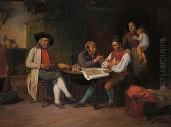 Schwieriger Handel Oil Painting by Friedrich Ortlieb