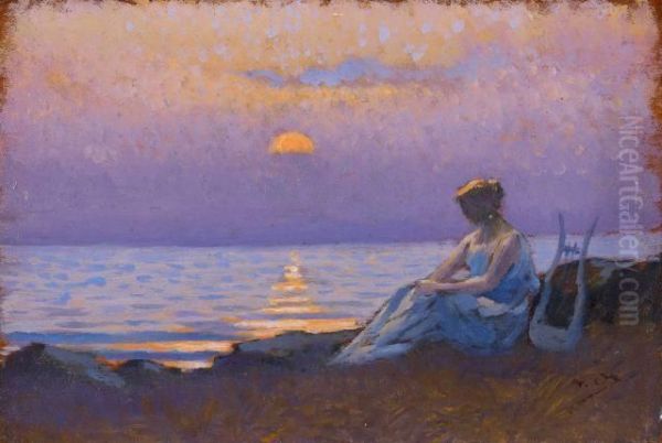 Sapho Ou La Poesie Lyrique Oil Painting by Alphonse Osbert