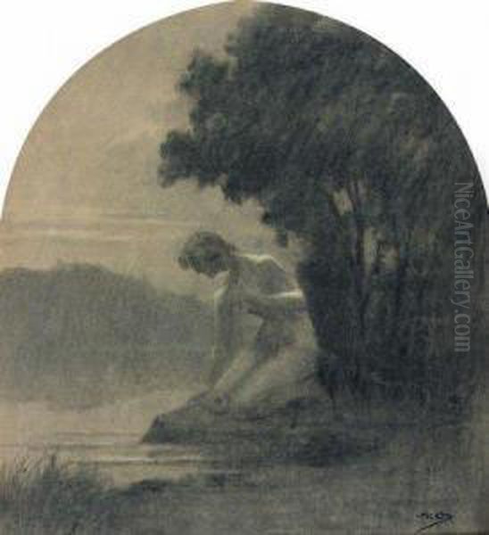 Nymphe Au Bord De L'eau Oil Painting by Alphonse Osbert