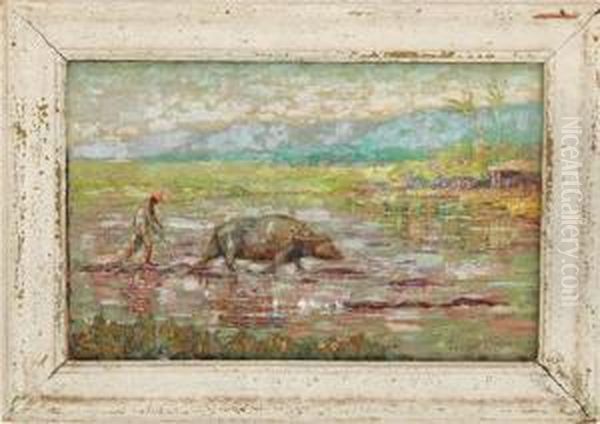 Orientalist Landscape With Water Oil Painting by Gordon Osborne