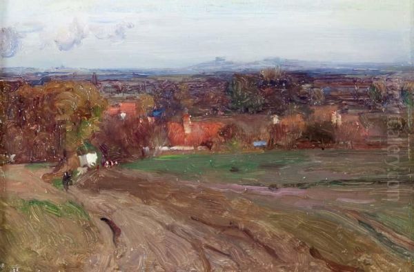 Near Didcot, Byberry Clumps In The Distance Oil Painting by Walter Frederick Osborne