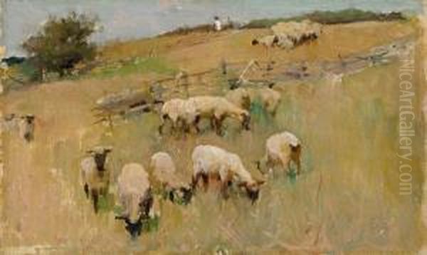 Shepherding Oil Painting by Walter Frederick Osborne