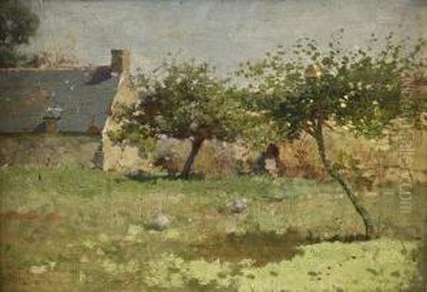 A Sunny Morning In The Fields, Pont Aven Oil Painting by Walter Frederick Osborne