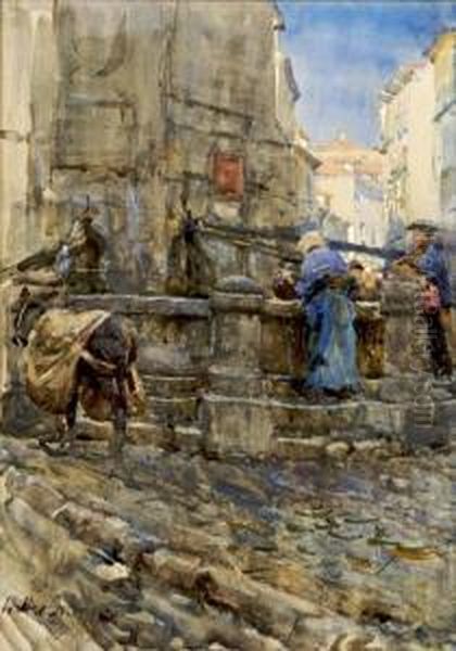 An Old Fountain Madrid Oil Painting by Walter Frederick Osborne