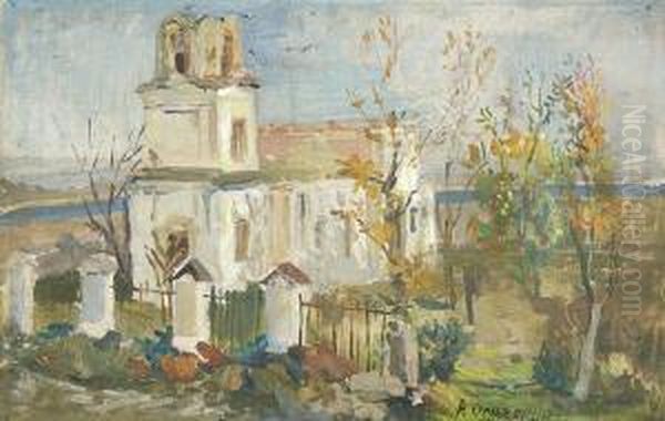 Church Yard Oil Painting by Alexander Alexandrov Osmerkin