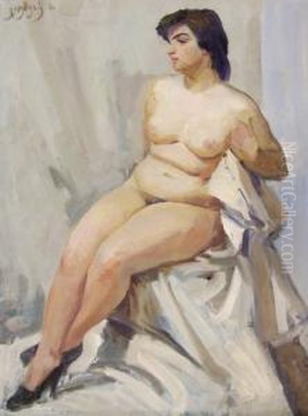 Seated Nude by Alexander Alexandrov Osmerkin