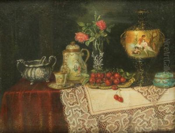 A Still Life On A Table Oil Painting by Josefine Osnaghi