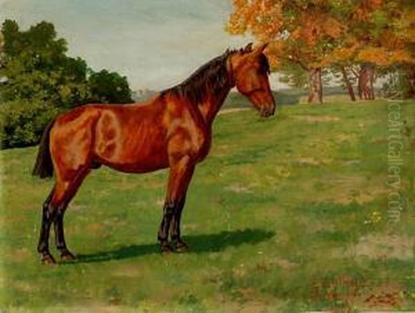 Kon Na Tle Pejzazu Oil Painting by Ernst-Ludwig Ostermeyer