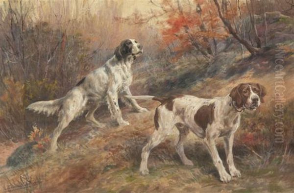 Hunting Dogs On Point Oil Painting by Edmund Henry Osthaus